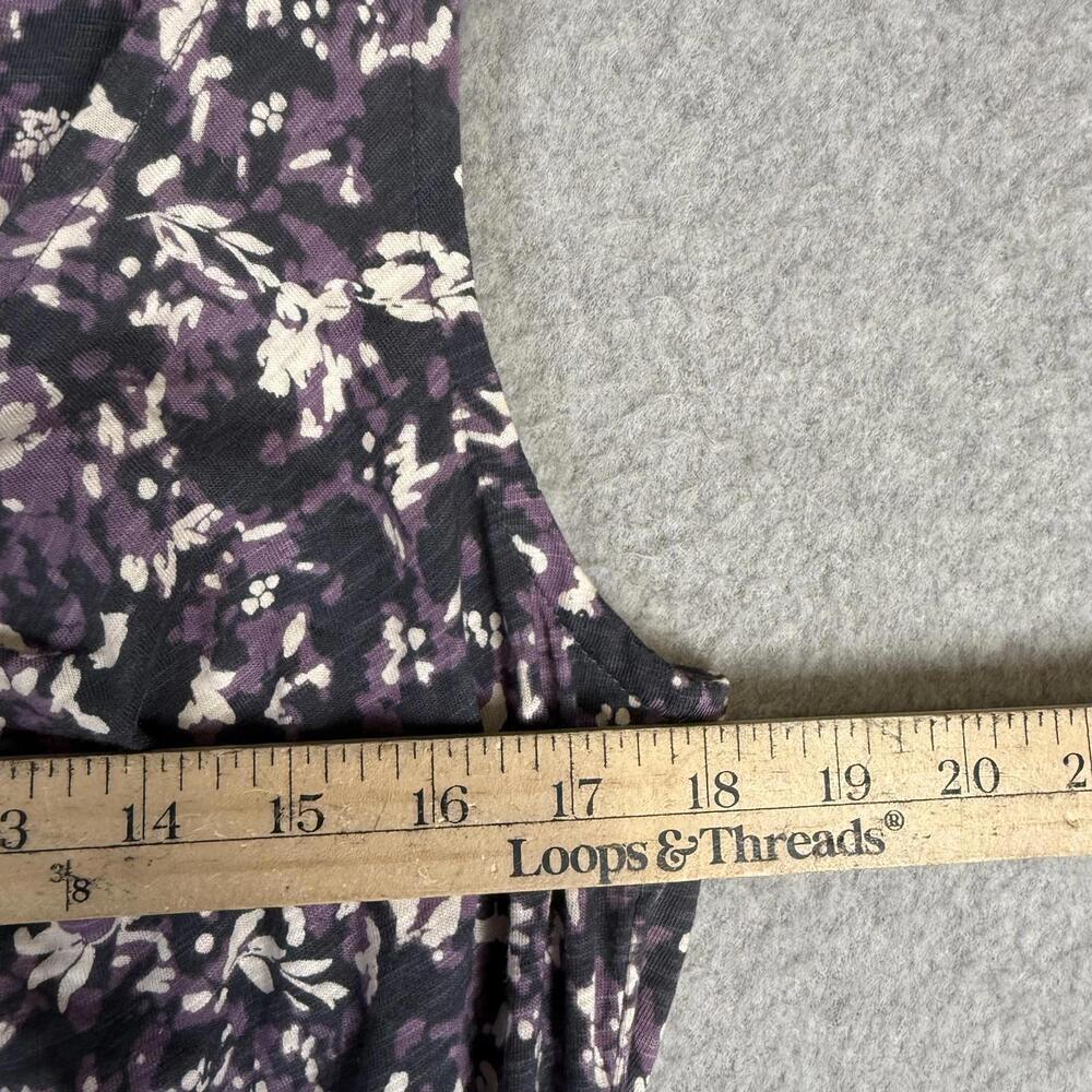 Ann Taylor LOFT Women's Size 10 Purple Black Floral Sleeveless Belted Dress - Picture 3 of 8